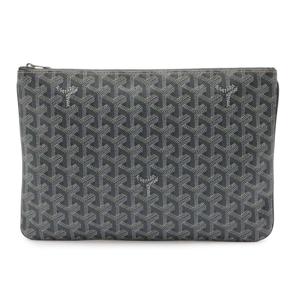 Goyard Sena MM Clutch Bag Gray White